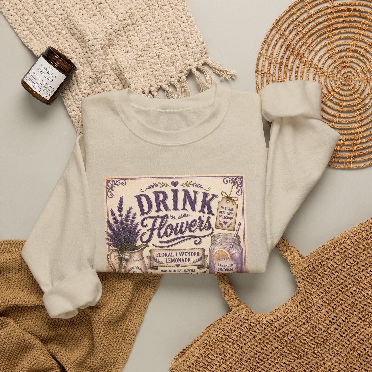 The Cottage Kitchen Collection: Drink Flowers Crewneck Sweatshirt