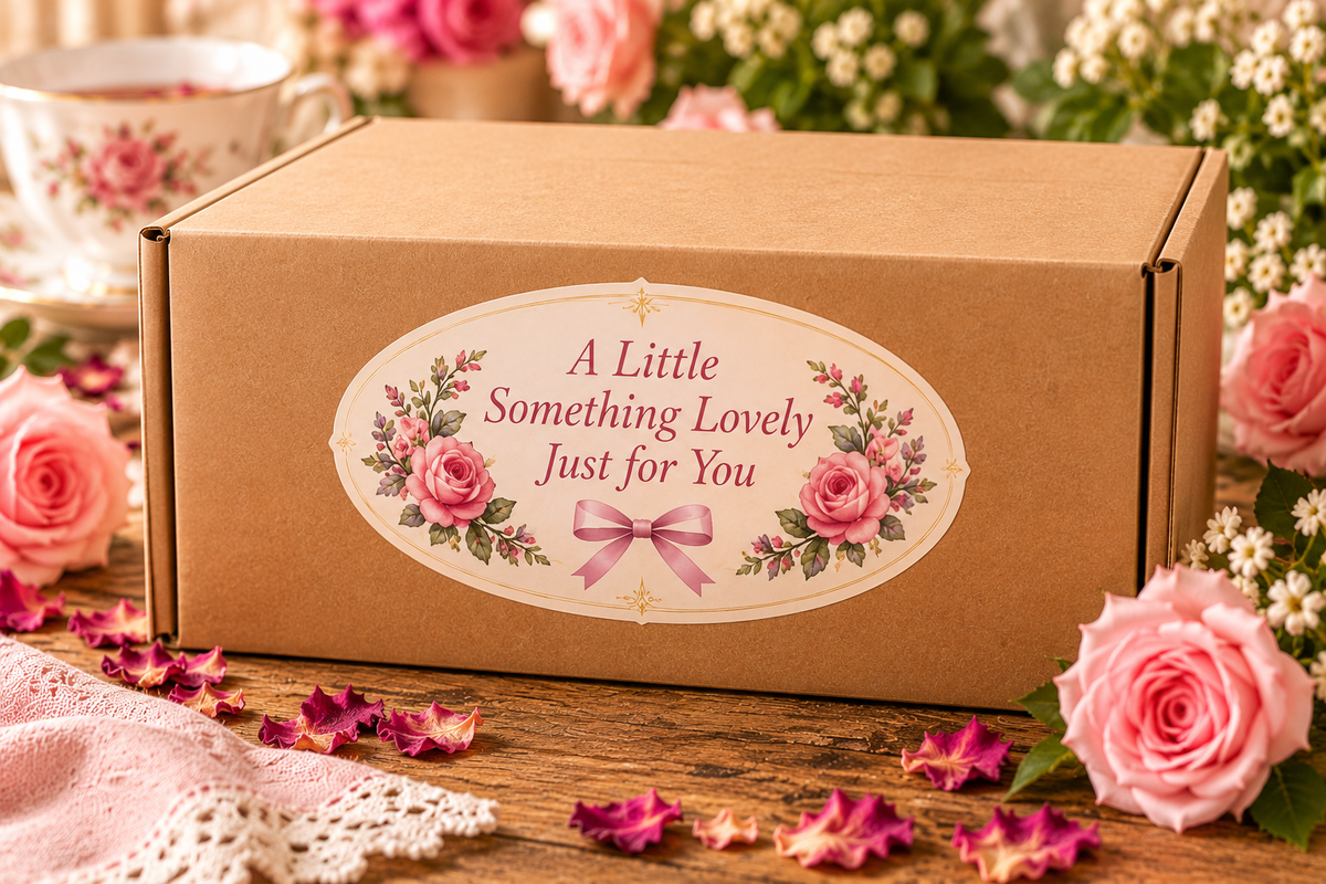 Rose Petal Tea & Cake Gift Set | Cottage Kitchen Floral Gift Box