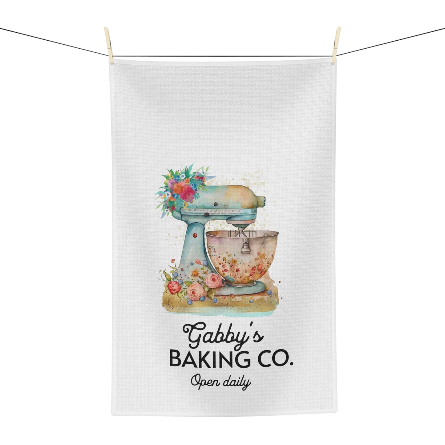 Kitchen Towel 16'' × 25'' Personalized Bakers Tea Towel, Custom Baker Gift, Custom Kitchen Towel, Mom Gift, Sister Gift, Grandma Gift, Chef Gift, KitchenAid Tea Towel