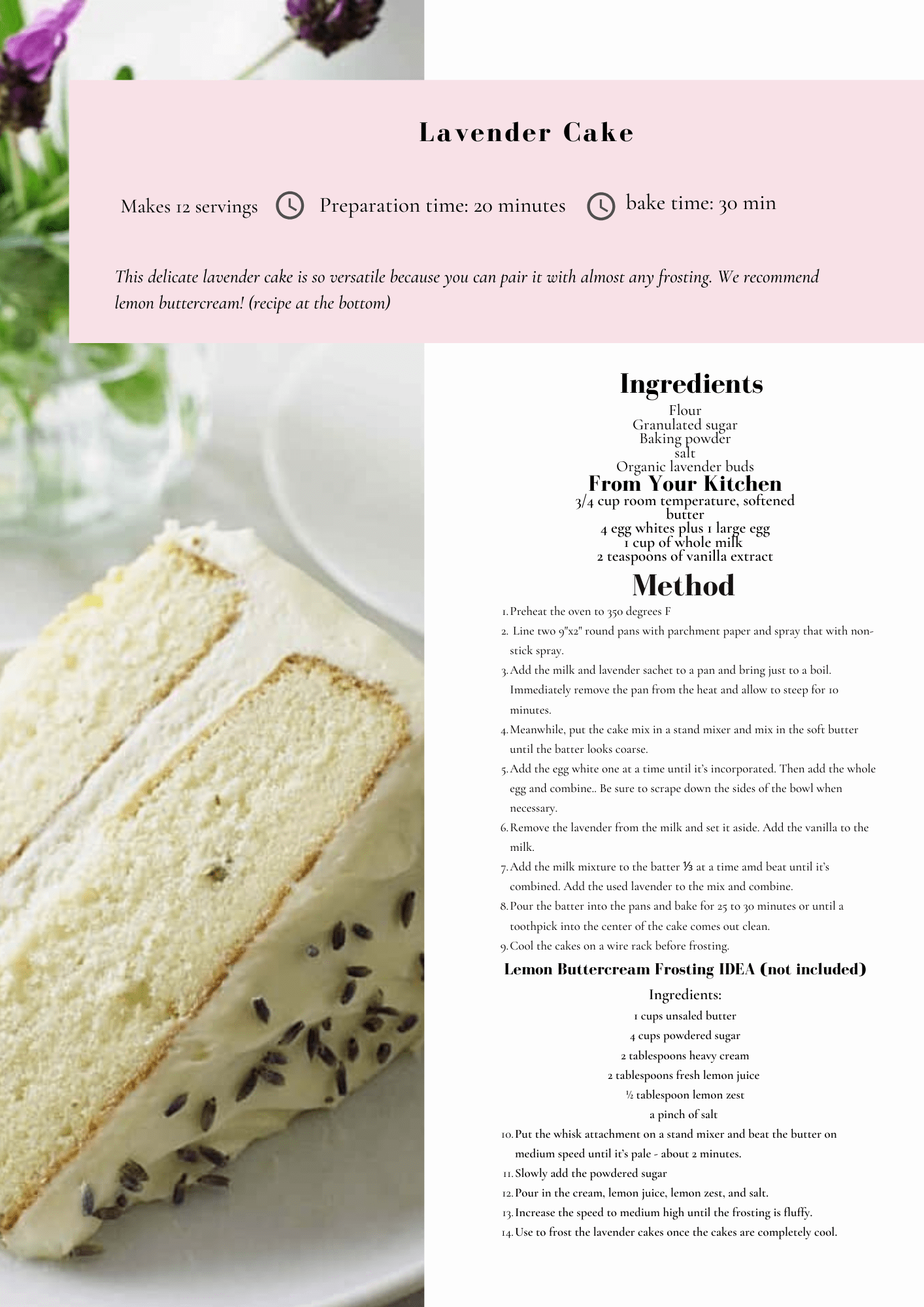 Lavender Cake Mix Lavender Cake Mix
