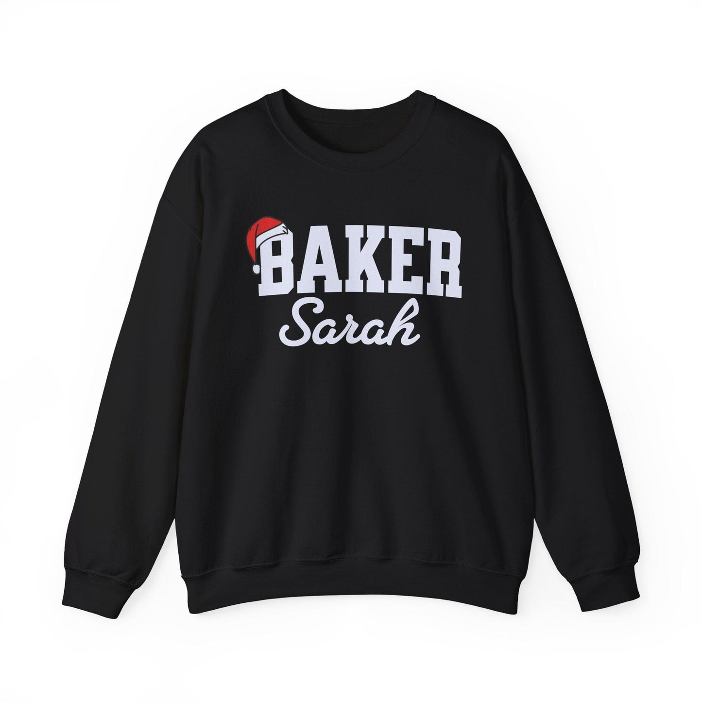 Sweatshirt Black / S Personalized Baker Christmas Sweatshirt, Personalized Name Holiday Gift Shirt, Custom Baking Crewneck, Bakers Gift, Christmas Baking Shirt