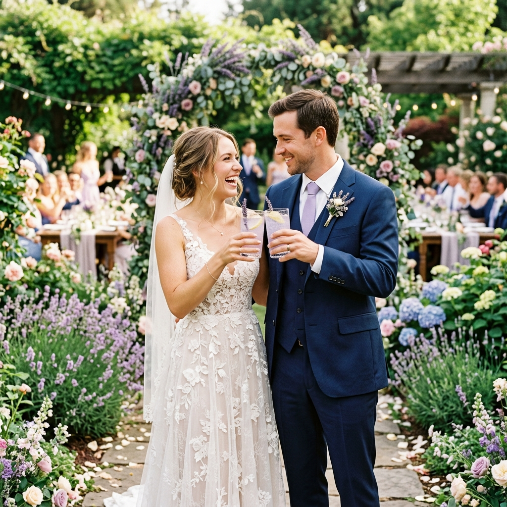 Lavender lemonade toast at a spring garden theme wedding