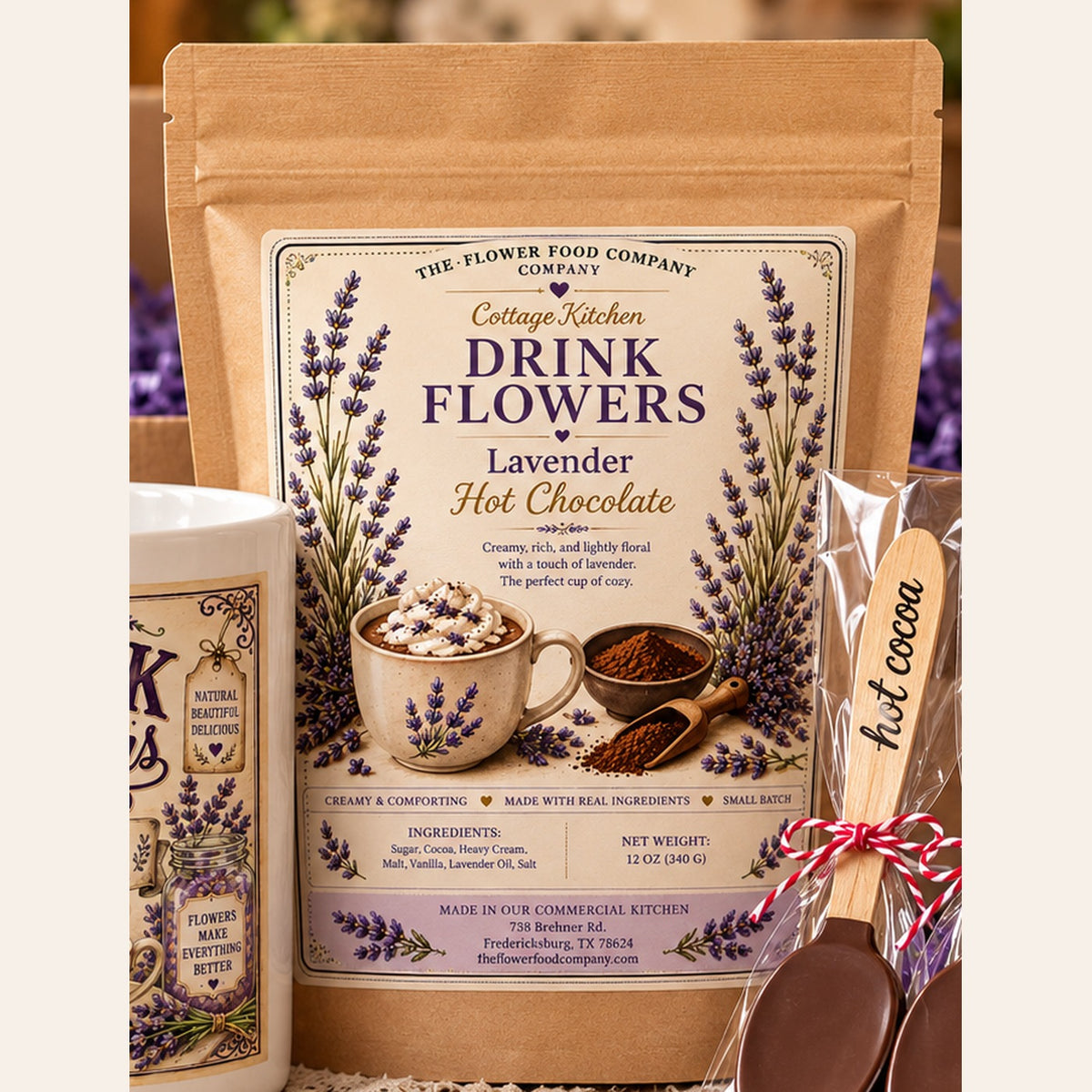 Lavender Hot Chocolate Gift Set | Cozy Cottage Kitchen Gift Box
