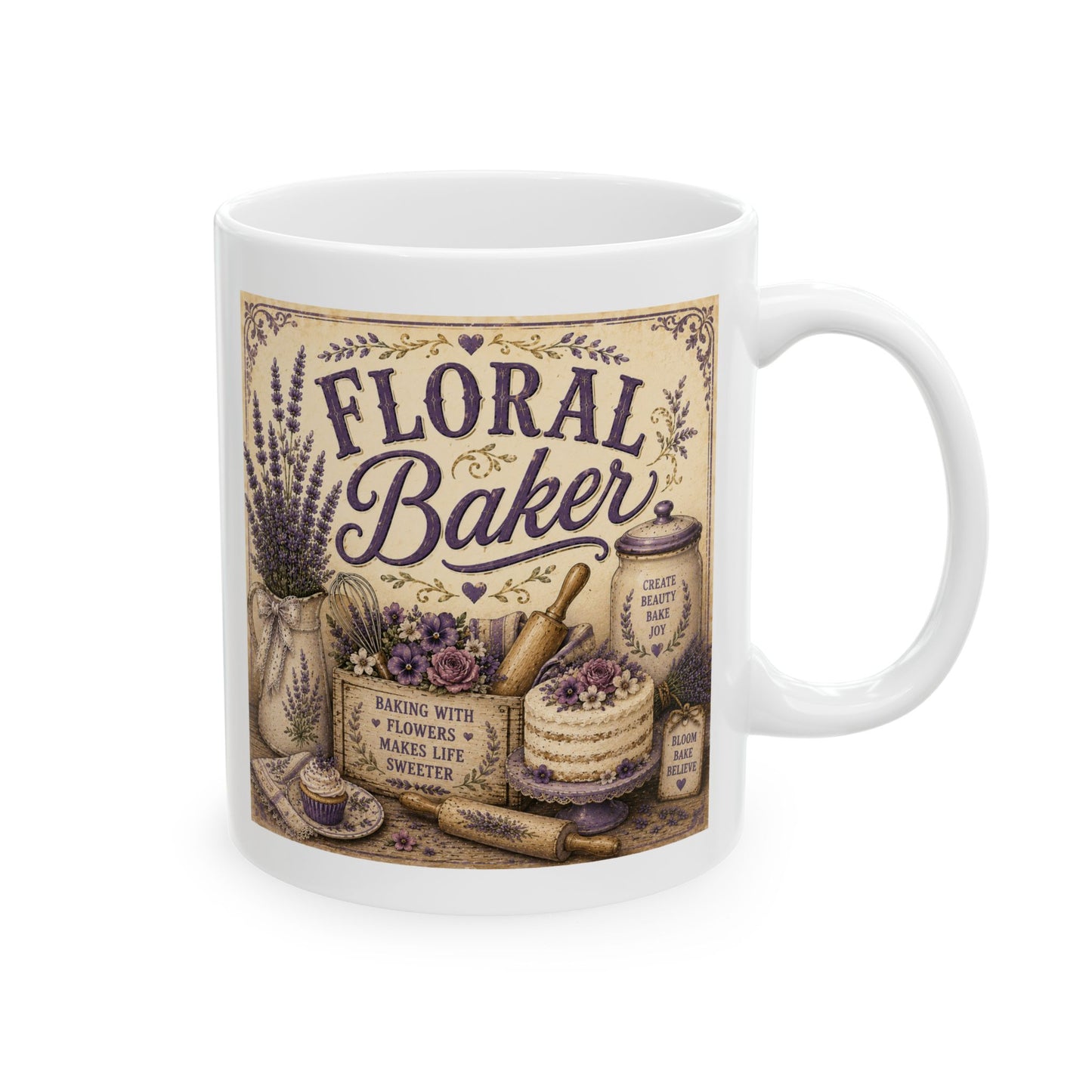 The Cottage Kitchen Collection: Floral Baker Coffee Cup (11oz, 15oz)
