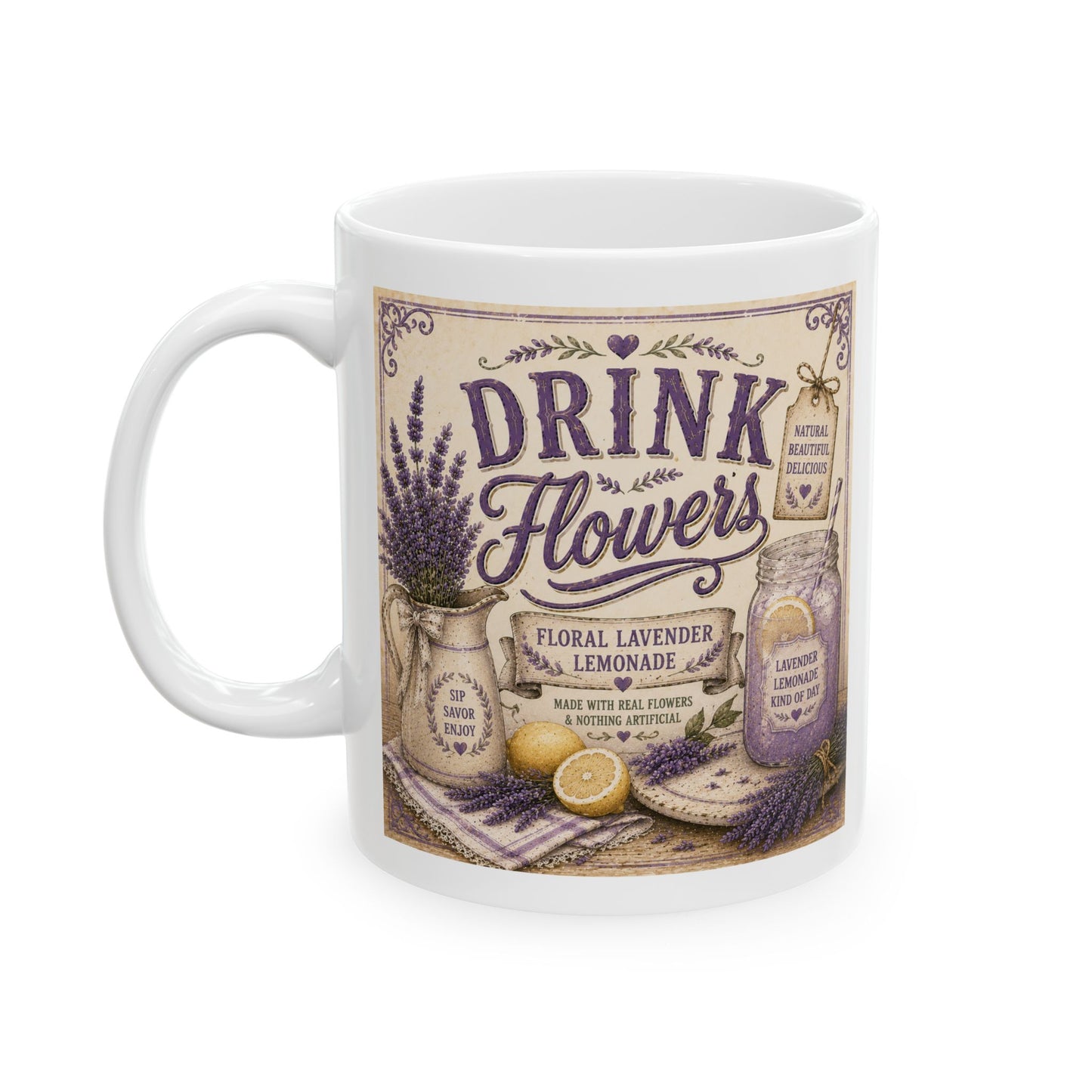 The Cottage Kitchen Collection: Drink Flowers Coffee Cup (11oz, 15oz)