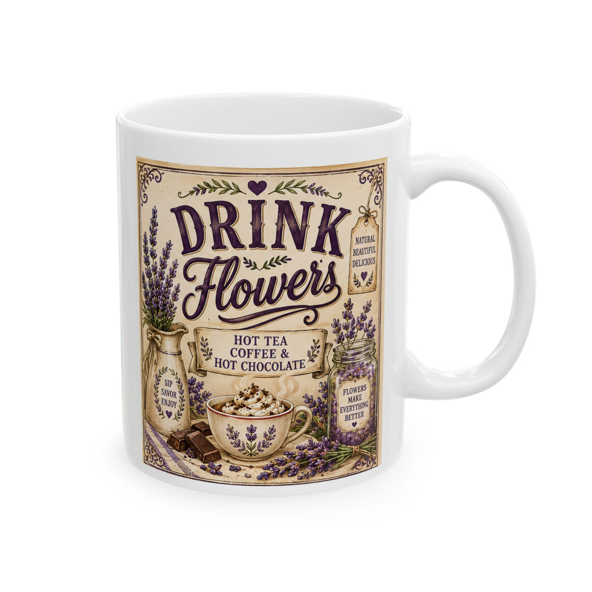 Drink Flowers Coffee Cup (11oz, 15oz)