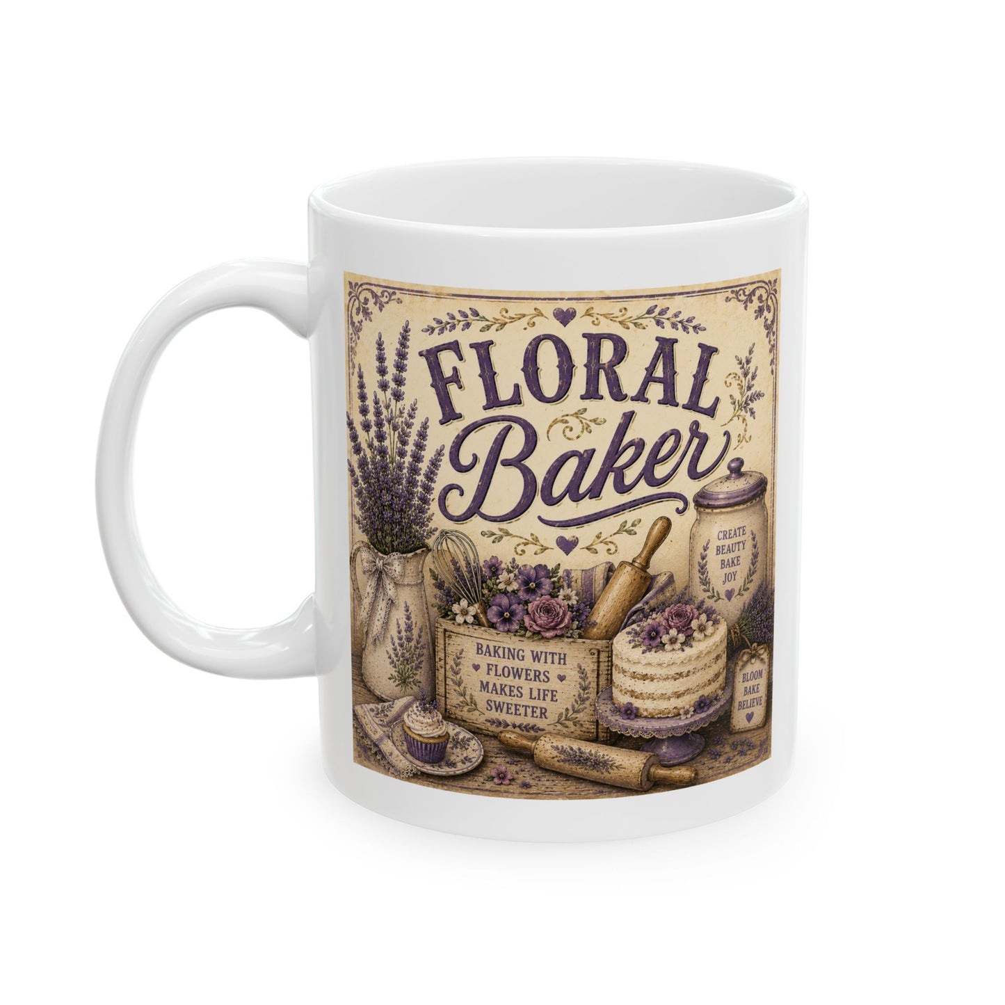 The Cottage Kitchen Collection: Floral Baker Coffee Cup (11oz, 15oz)