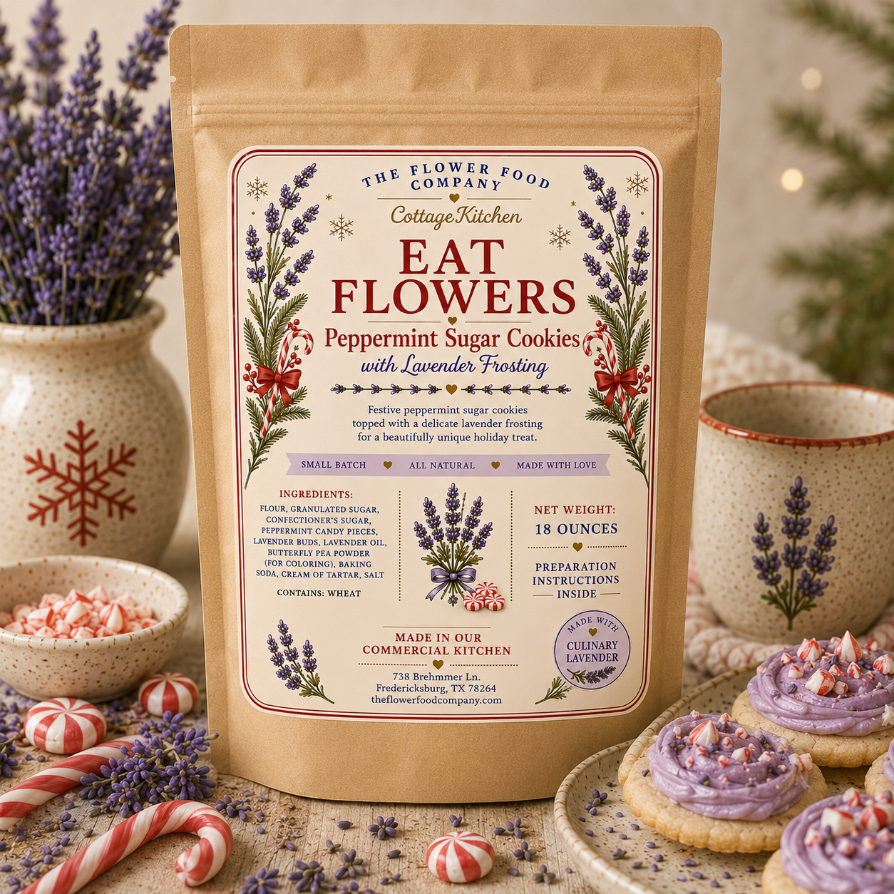 Peppermint Sugar Cookies with Lavender Frosting Mix