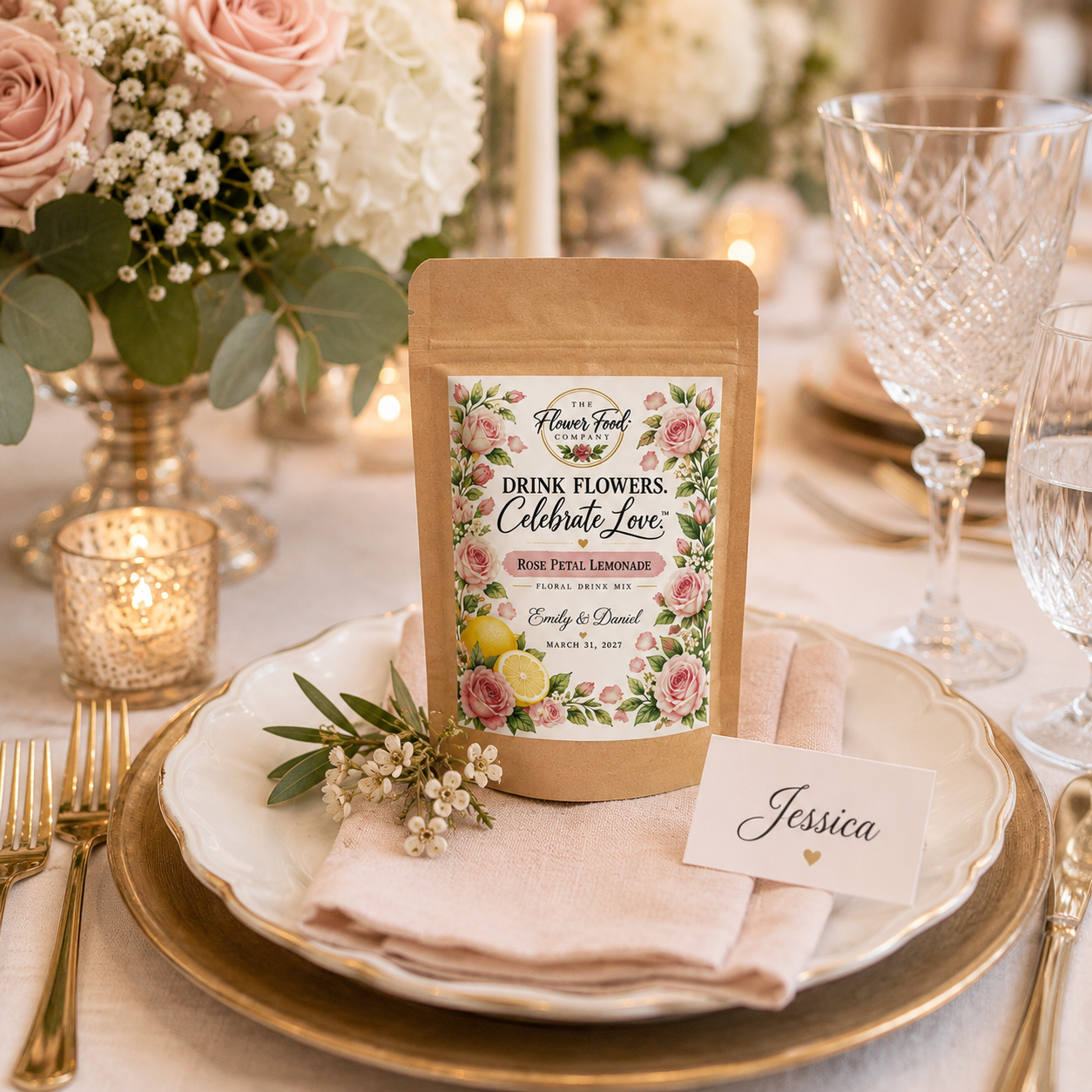 Personalized Floral Lemonade Wedding Favors