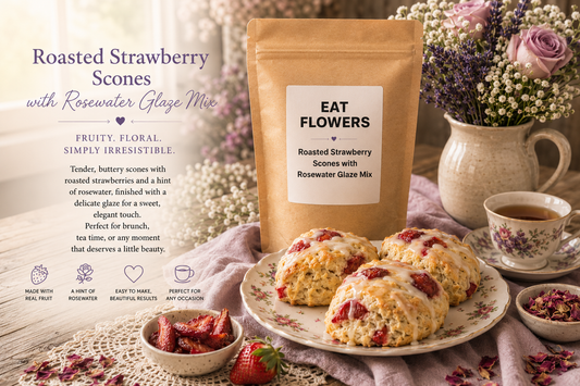 Roasted Strawberry Scones With Rosewater Glaze