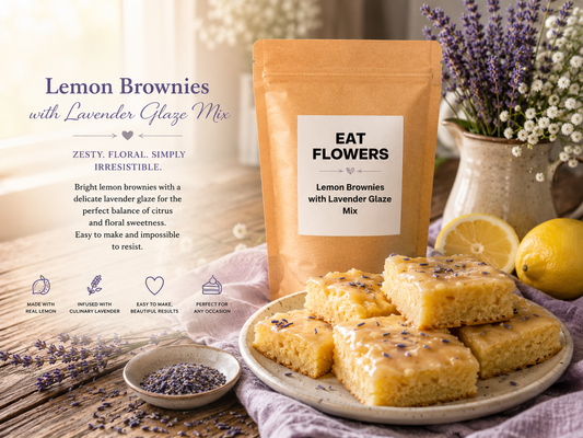 Lemon Brownies With Lavender Glaze