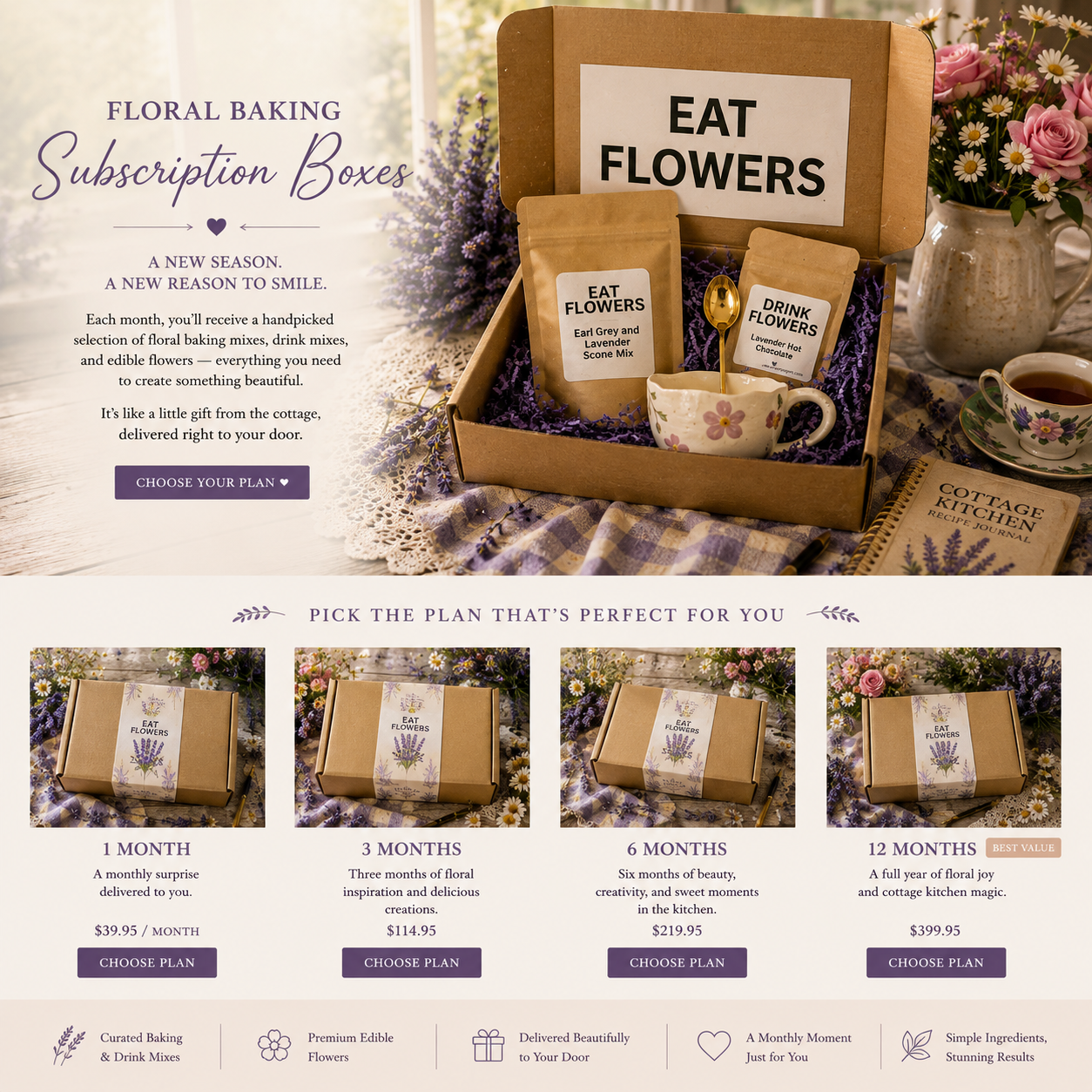 Floral Baking Subscription Box (With Edible Flowers)