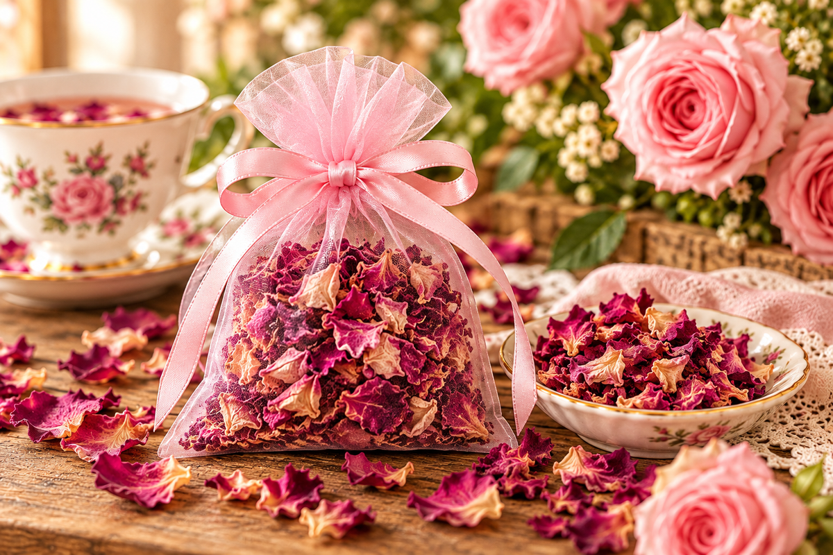 Rose Petal Tea & Cake Gift Set | Cottage Kitchen Floral Gift Box
