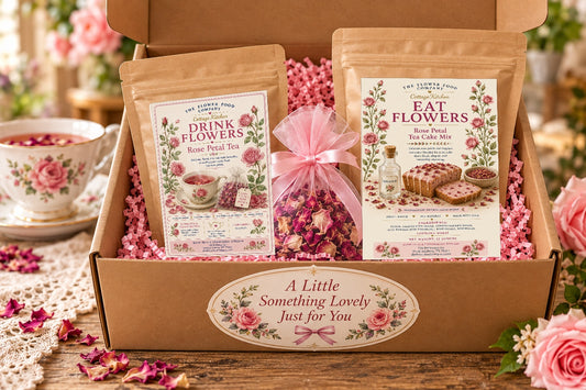 Rose Petal Tea & Cake Gift Set | Cottage Kitchen Floral Gift Box