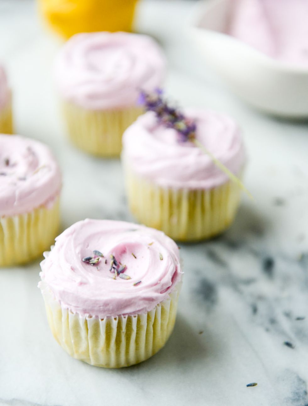 Lemon Cupcakes with Lavender Frosting Mix