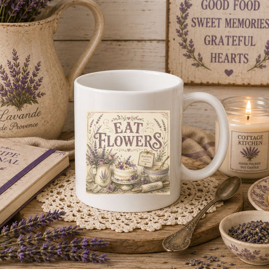The Cottage Kitchen Collection: Eat Flowers Coffee Cup (11oz, 15oz)