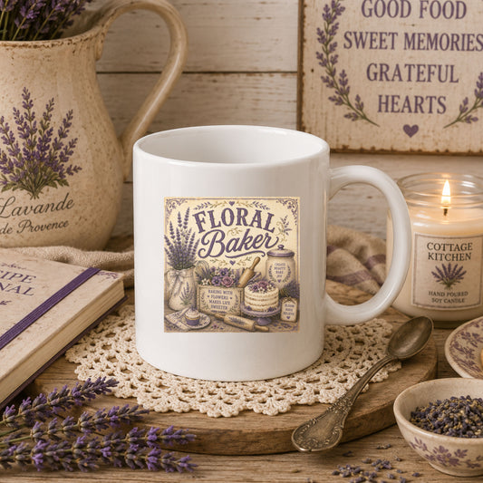 The Cottage Kitchen Collection: Floral Baker Coffee Cup (11oz, 15oz)