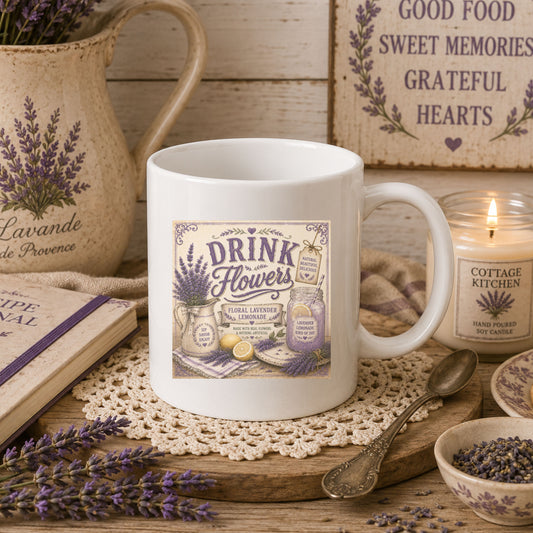 The Cottage Kitchen Collection: Drink Flowers Coffee Cup (11oz, 15oz)
