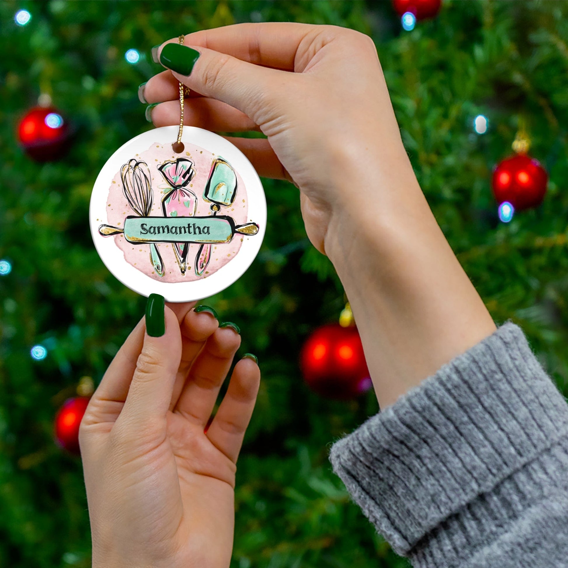 ornament Circle / One Size Custom Bakers Ornament, Personalized Christmas Ornament, Gift for Baker, Gift for Foodie, Tree Ornament for Baker, Mom Gift, Grandma Gift