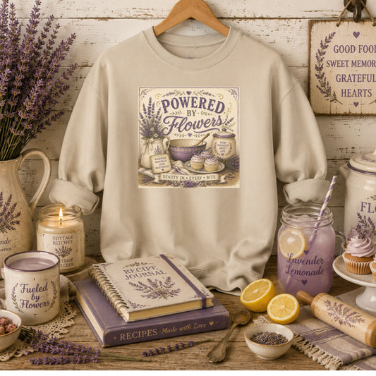 The Cottage Kitchen Collection: Powered by Flowers Crewneck Sweatshirt