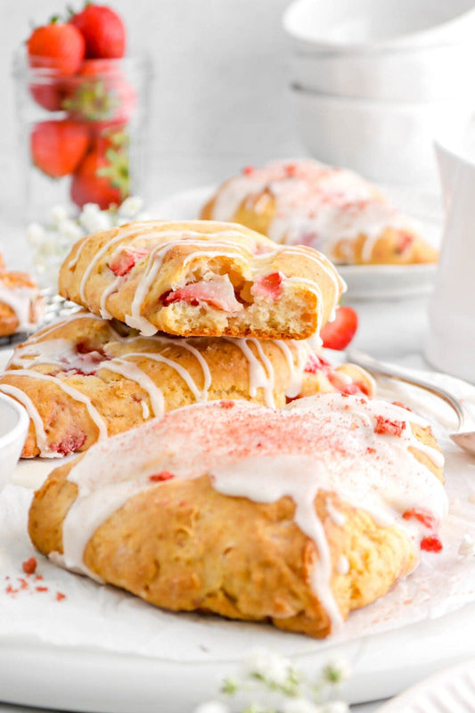 Strawberry Scones Roasted Strawberry Scones With Rosewater Glaze