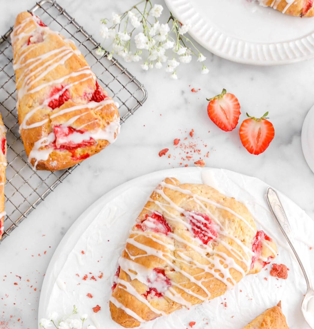 Strawberry Scones Roasted Strawberry Scones With Rosewater Glaze