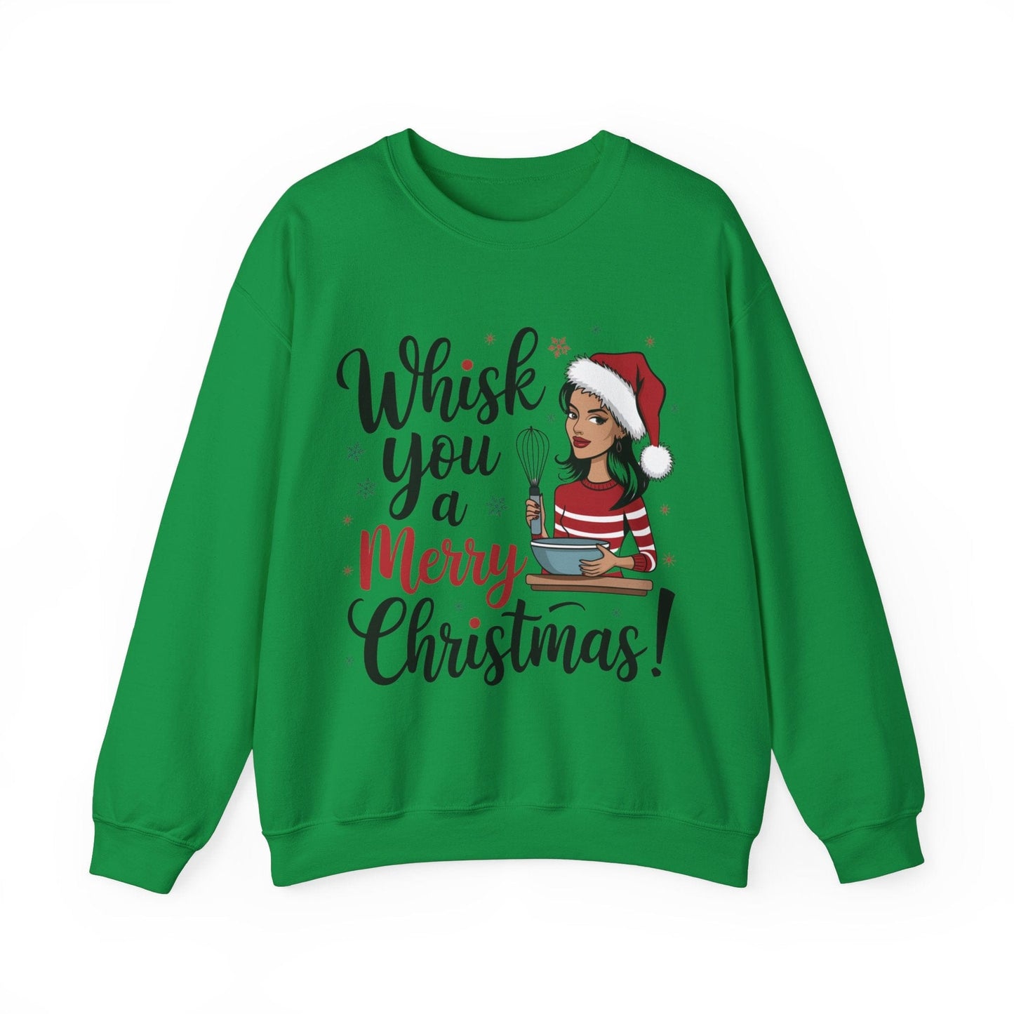 Sweatshirt S / Irish Green Christmas Baker's Sweatshirt, Whisk You a Merry Sweater, Foodie Gift, Baking Lover Pullover, Holiday Bakers Shirt