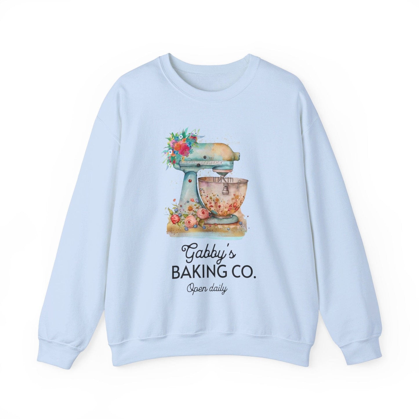 Sweatshirt S / Light Blue Personalized Baker's Sweatshirt, Custom Food Shirt, Bakers Shirt, Bakery Shirts, Gift for Baker, Baking Shirt, Baking Lover Tee, Baker Gifts