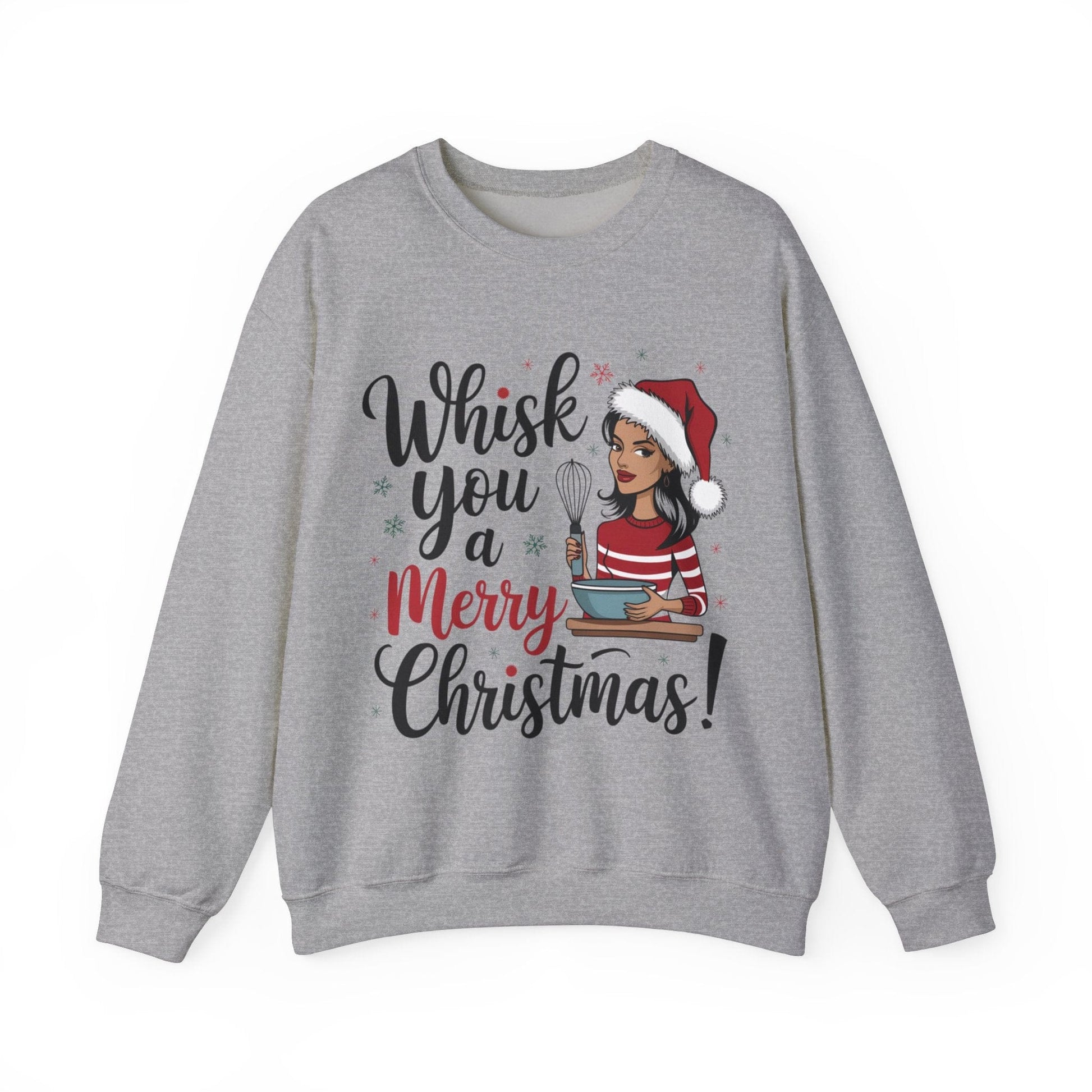 Sweatshirt S / Sport Grey Christmas Baker's Sweatshirt, Whisk You a Merry Sweater, Foodie Gift, Baking Lover Pullover, Holiday Bakers Shirt