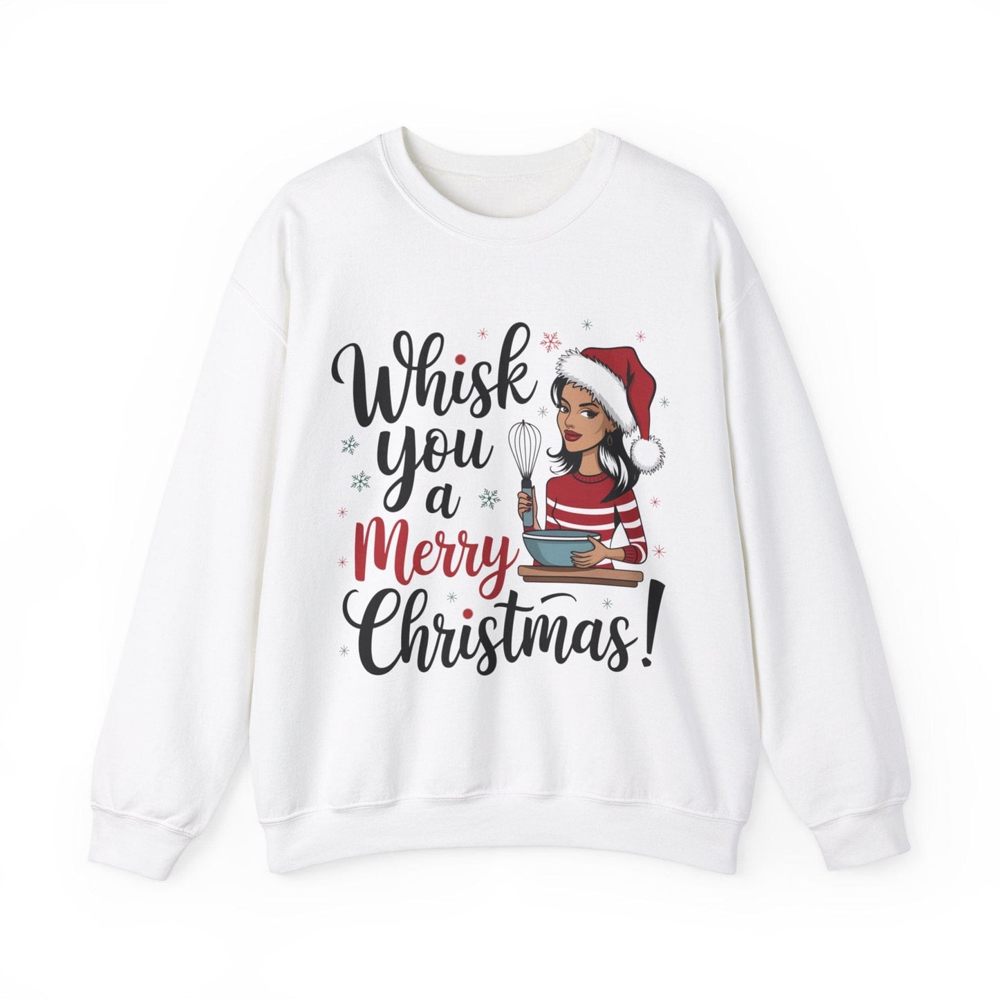 Sweatshirt S / White Christmas Baker's Sweatshirt, Whisk You a Merry Sweater, Foodie Gift, Baking Lover Pullover, Holiday Bakers Shirt