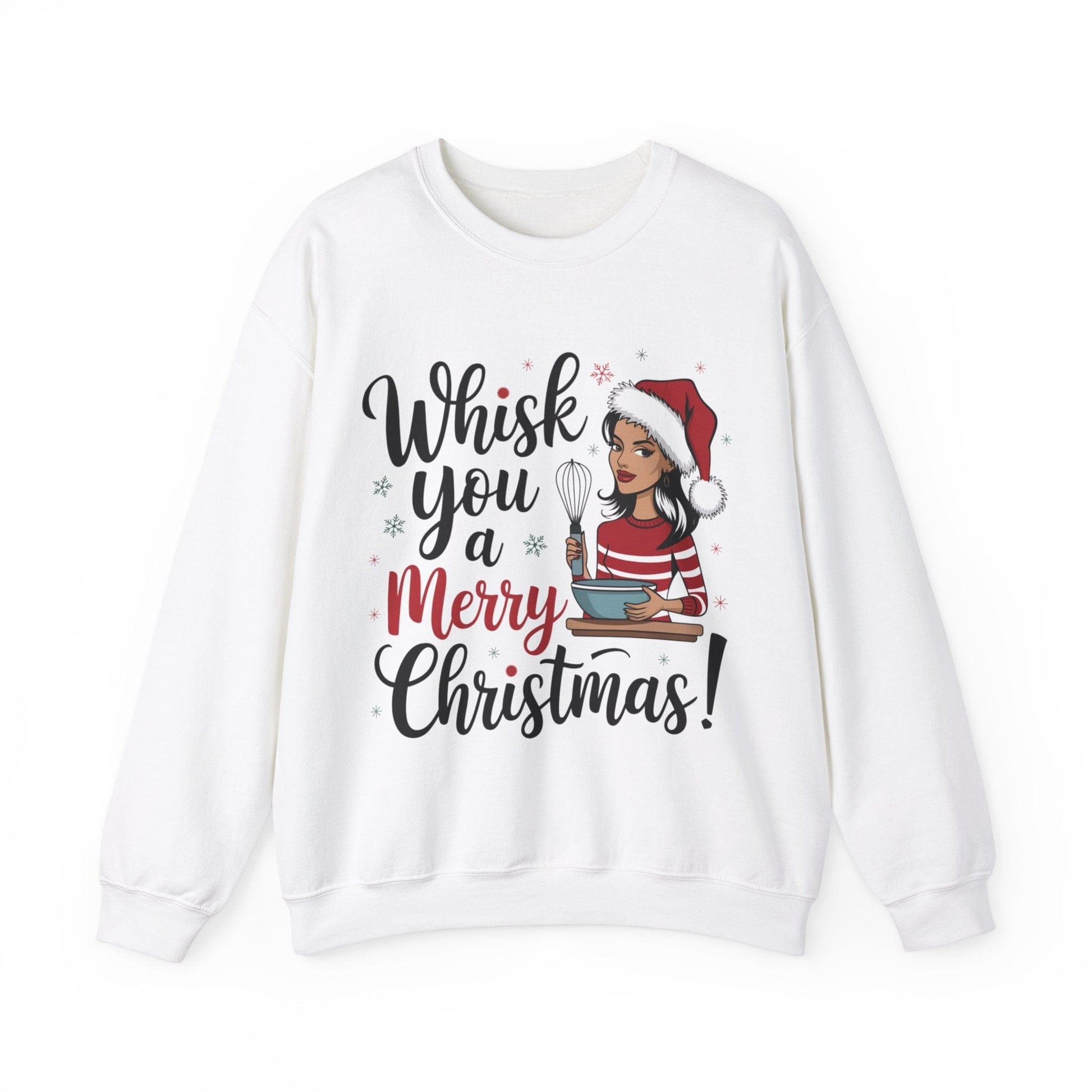 Sweatshirt S / White Christmas Baker's Sweatshirt, Whisk You a Merry Sweater, Foodie Gift, Baking Lover Pullover, Holiday Bakers Shirt