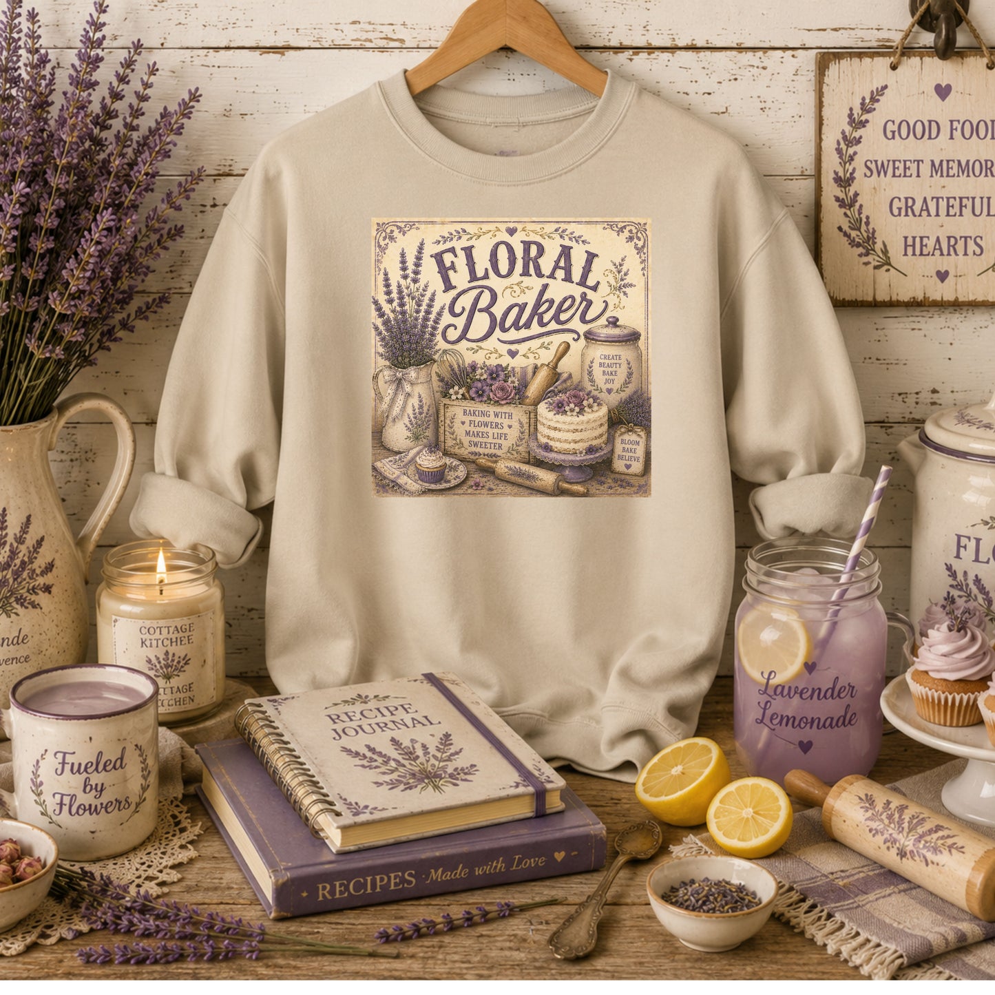 The Cottage Kitchen Collection: Floral Baker Crewneck Sweatshirt