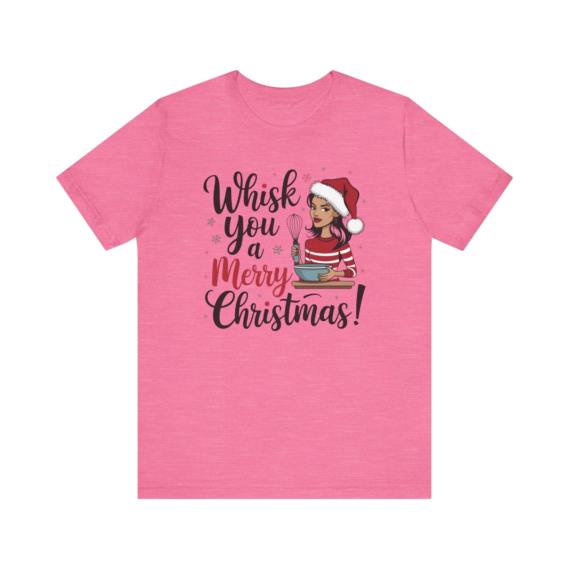 T-Shirt Heather Charity Pink / XS Bakers Christmas Tee, Gift for Baker, Foodie Gift, Holiday Apparel, Festive Baking T-Shirt, Pastry Chef Christmas TShirt, Merry Whiskmas