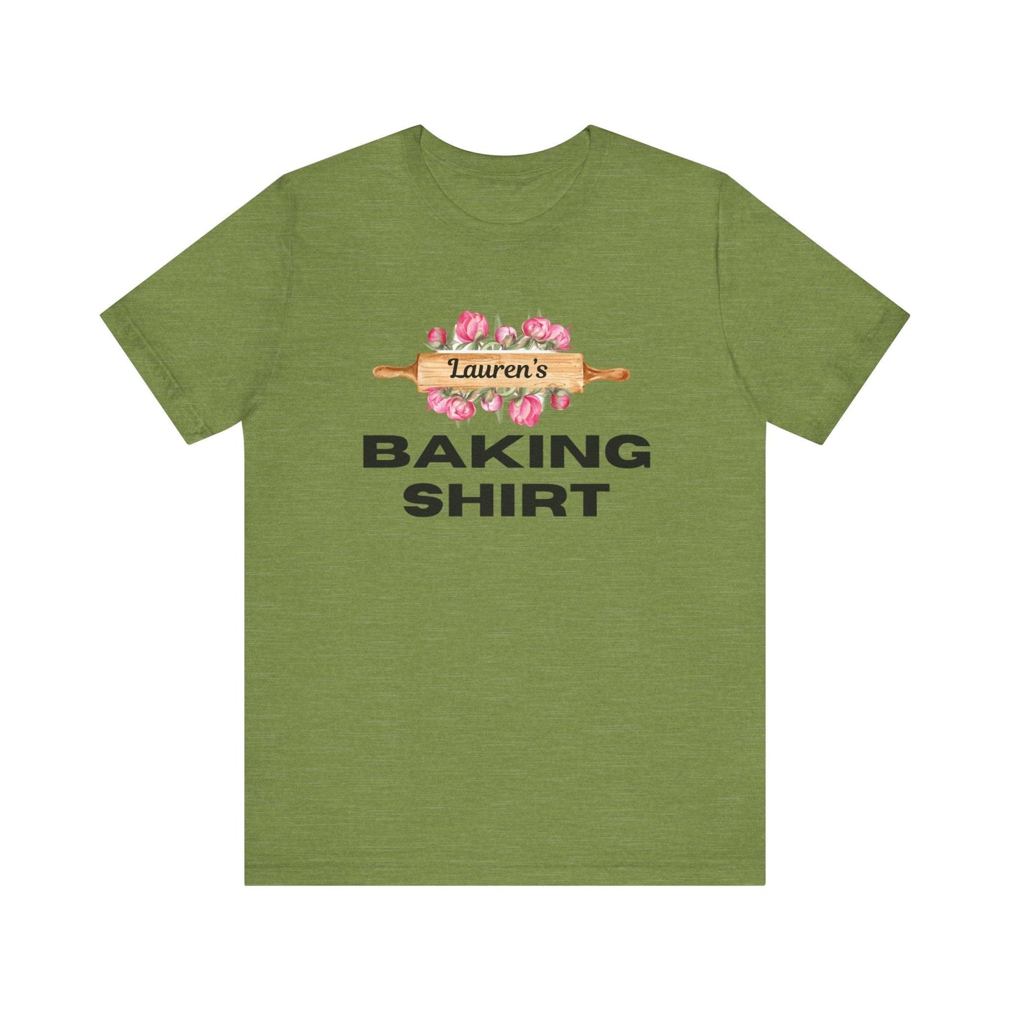 T-Shirt Heather Green / XS Personalized Baker's Tee, Personalized Baking Shirt, Custom Pastry Chef Tshirt, Gift for Baker, Foodie Gift, Mom Baker Gift, Cook Tshirt