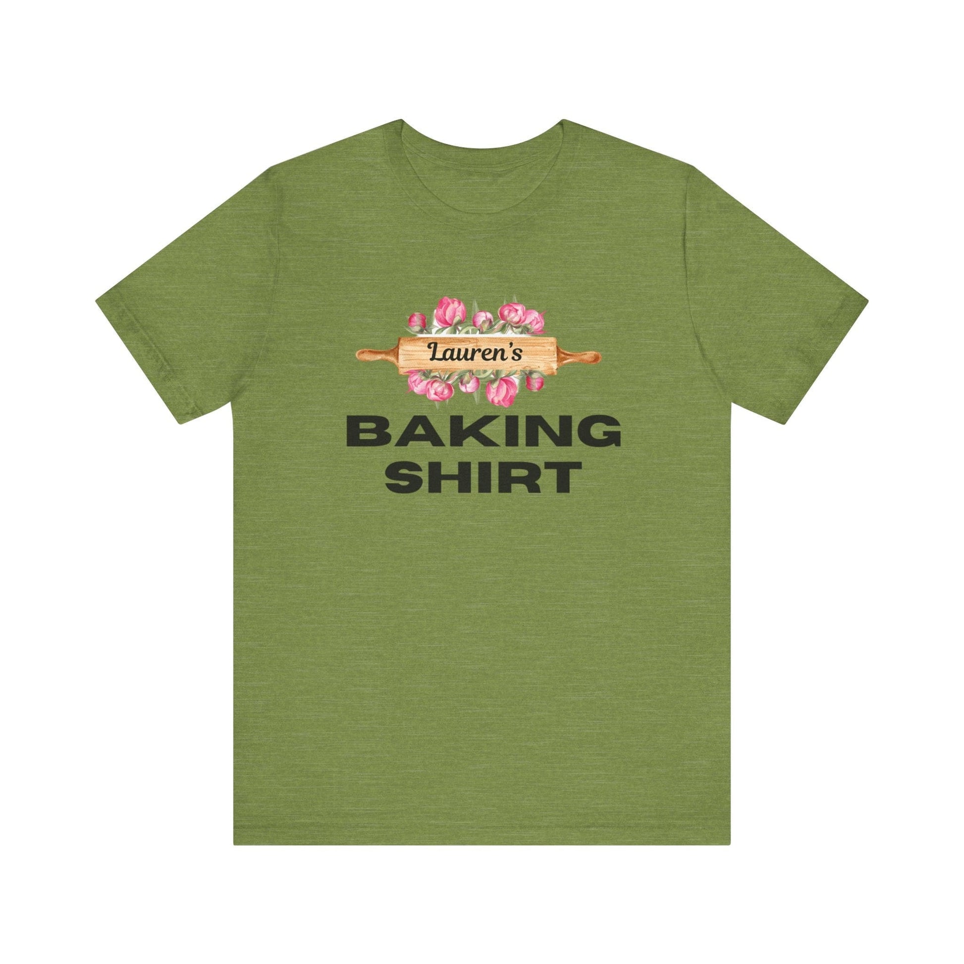 T-Shirt Heather Green / XS Personalized Baker's Tee, Personalized Baking Shirt, Custom Pastry Chef Tshirt, Gift for Baker, Foodie Gift, Mom Baker Gift, Cook Tshirt