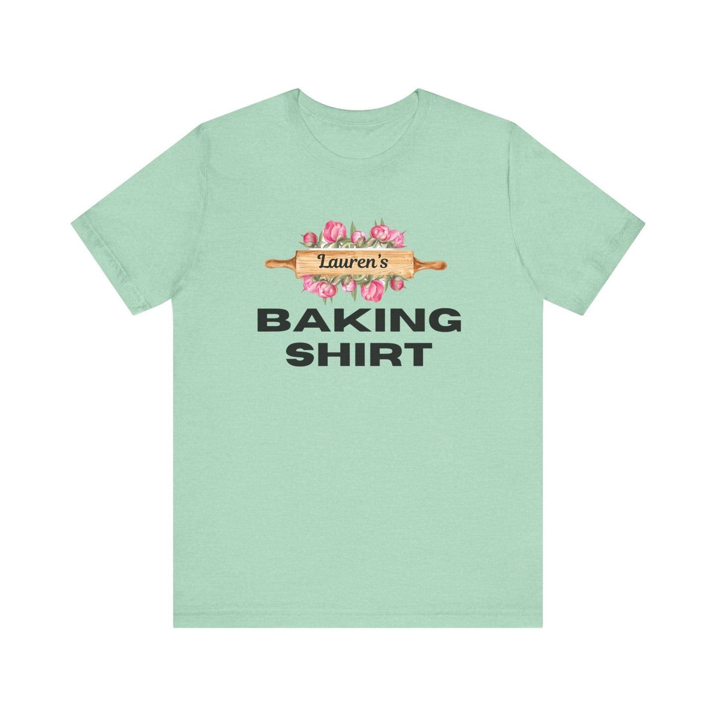 T-Shirt Heather Mint / XS Personalized Baker's Tee, Personalized Baking Shirt, Custom Pastry Chef Tshirt, Gift for Baker, Foodie Gift, Mom Baker Gift, Cook Tshirt