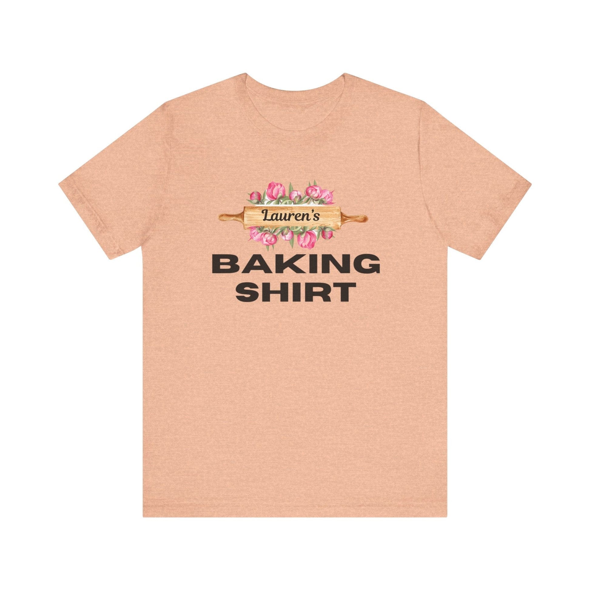 T-Shirt Heather Peach / XS Personalized Baker's Tee, Personalized Baking Shirt, Custom Pastry Chef Tshirt, Gift for Baker, Foodie Gift, Mom Baker Gift, Cook Tshirt