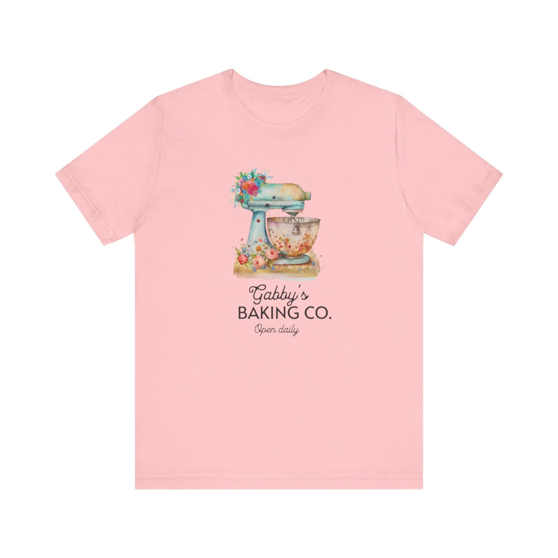 T-Shirt Pink / S Personalized Baker's Shirt, Custom Baker Shirt, Teal Stand Mixer Floral TShirt, Floral Baker Shirt With Name, Gift for Baker, Pastry Chef