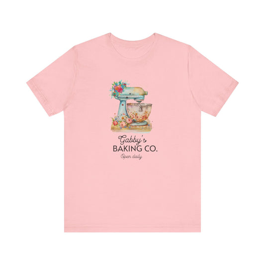 T-Shirt Pink / S Personalized Baker's Shirt, Custom Baker Shirt, Teal Stand Mixer Floral TShirt, Floral Baker Shirt With Name, Gift for Baker, Pastry Chef