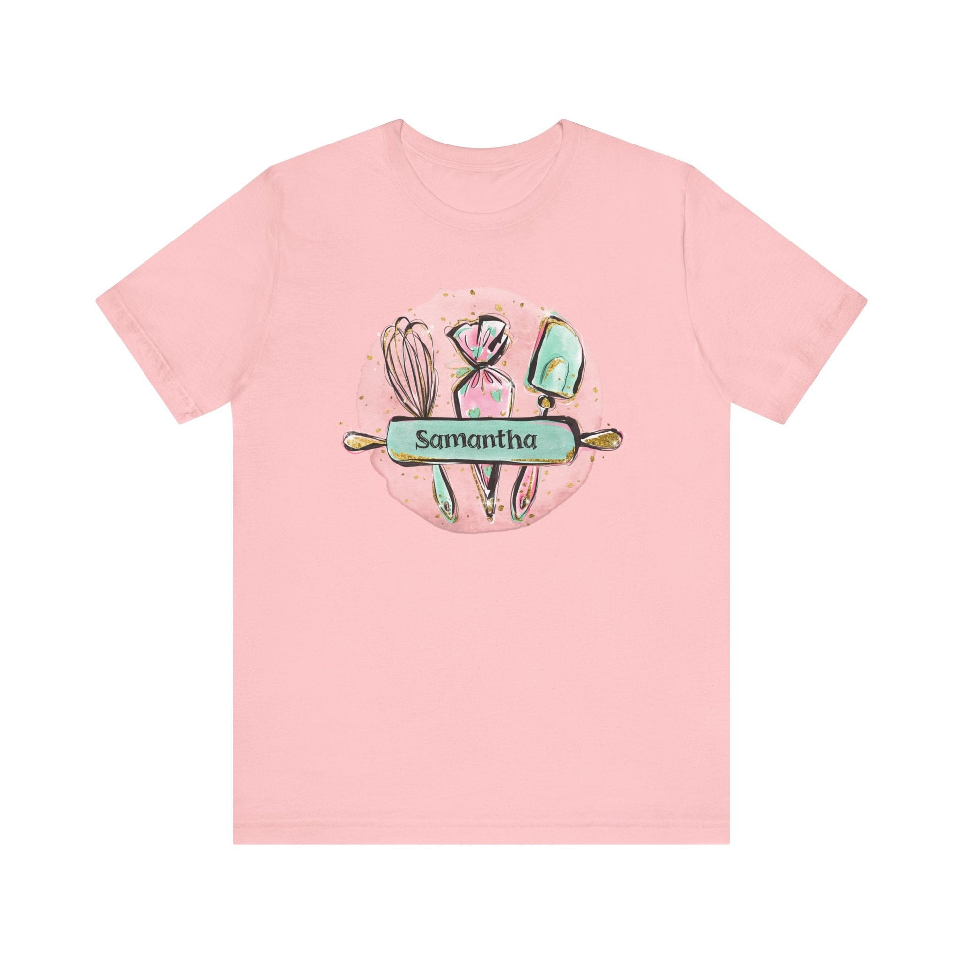 T-Shirt Pink / XS Personalized Baker Shirt, Custom Pastry Chef Shirt, Cook Shirt, Mom Gift, Gift for Baker, Sister Gift, Grandma Gift, Personalized Name Shirt