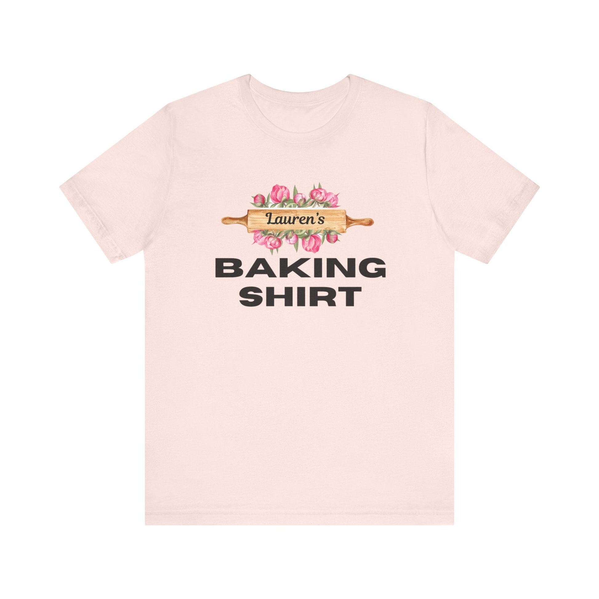 T-Shirt Soft Pink / XS Personalized Baker's Tee, Personalized Baking Shirt, Custom Pastry Chef Tshirt, Gift for Baker, Foodie Gift, Mom Baker Gift, Cook Tshirt