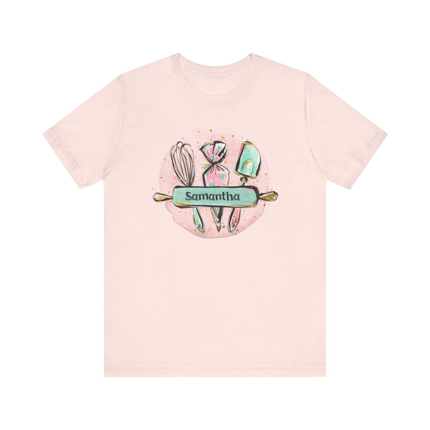 T-Shirt Soft Pink / XS Personalized Baker Shirt, Custom Pastry Chef Shirt, Cook Shirt, Mom Gift, Gift for Baker, Sister Gift, Grandma Gift, Personalized Name Shirt